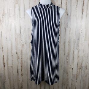 very J Womens Dress Blue White Striped Mock Neck C